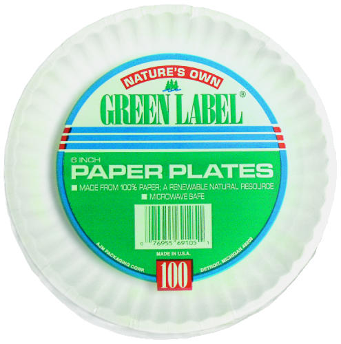 6 White Uncoated Paper Plate - 1000/Case