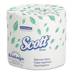 SCOTT 1-Ply Premium Toilet Tissue Paper Rolls 3 3/4" x 4 1/10" - 80 x 1210